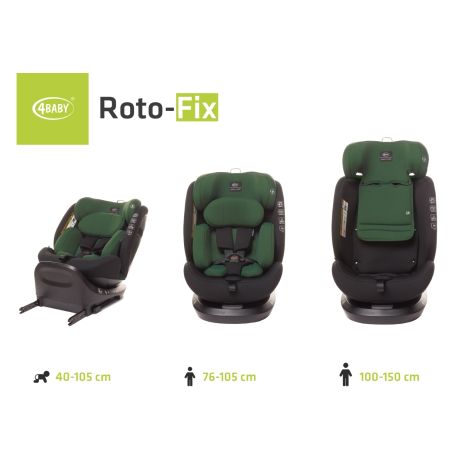 4Baby Roto-Fix i-Size - obrotowy fotelik samochodowy  40-150 cm | Dark Green - 18